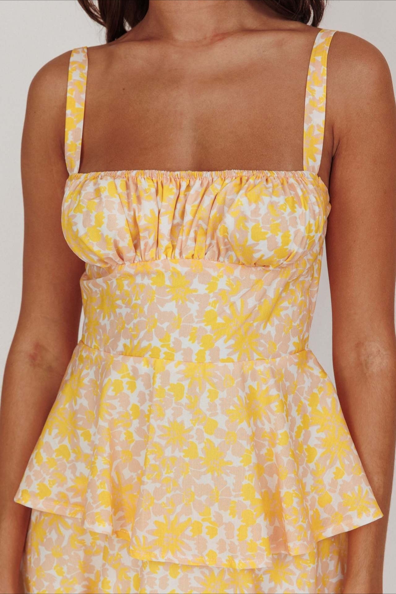 Bow Detail Printed Slim Party Floral Dress