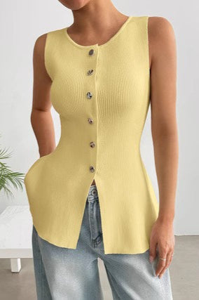 Casual Sleeveless Knit Sweater