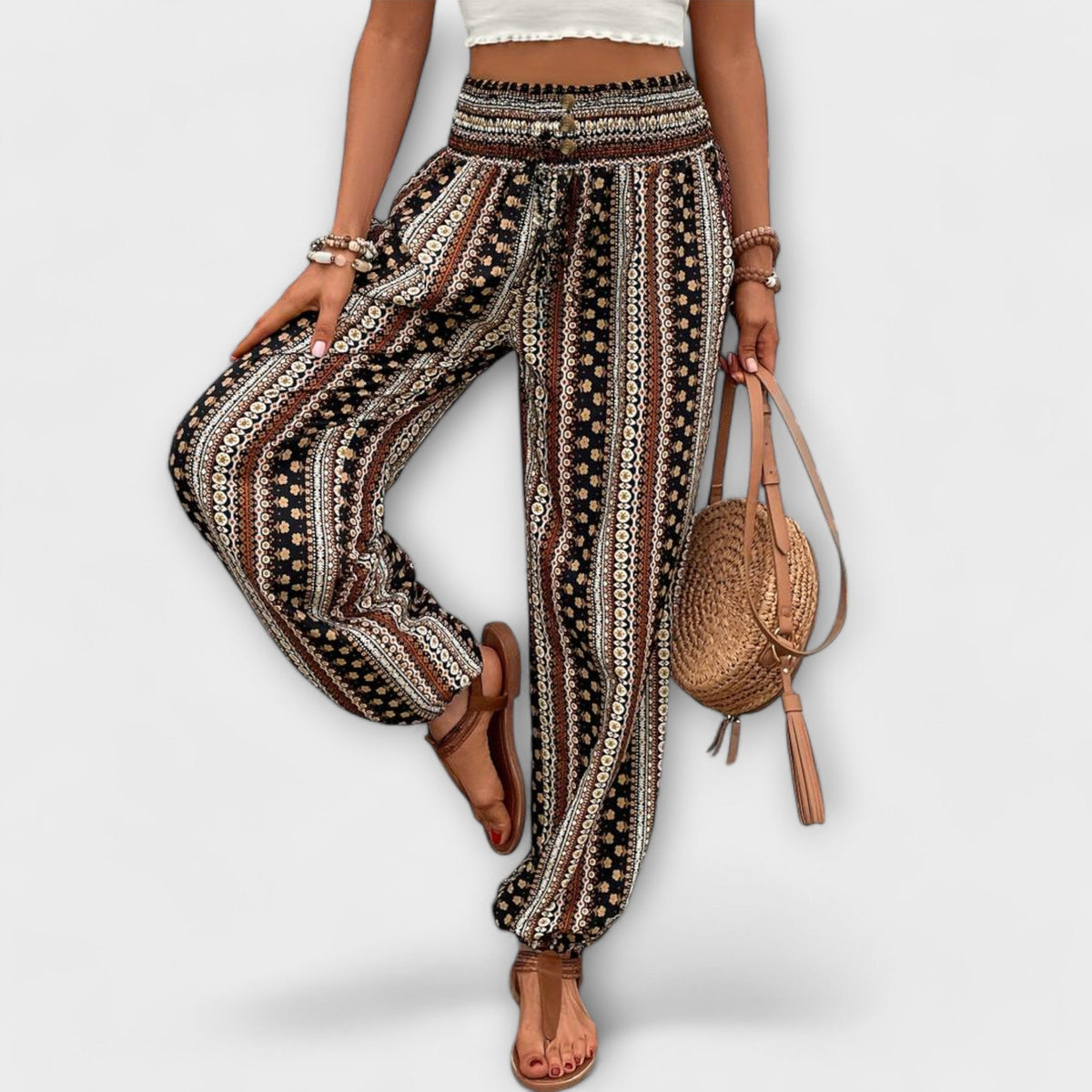 High Waist Boho Print Harem Pants