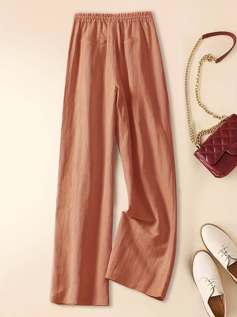 High Waist Drawstring Wide Leg Pants