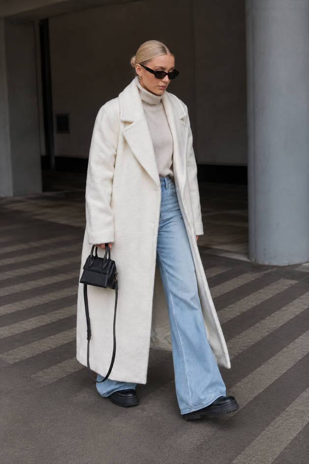 Notch Lapel Long Sleeve Textured Fleece Longline Overcoat 2