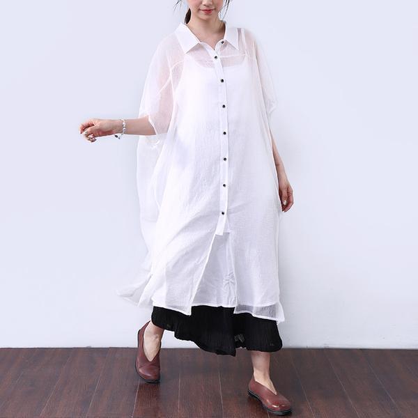 Loose Transparent Button Commuter Dress