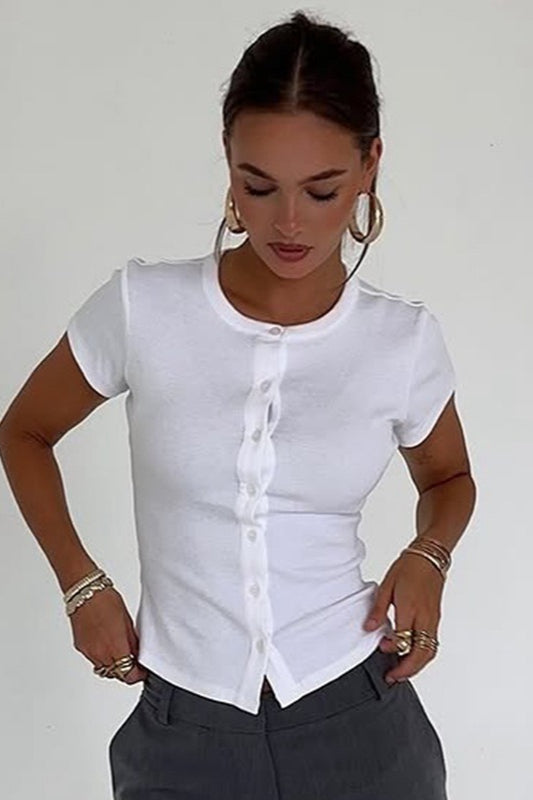 Essential Knit Button Tee T-Shirt