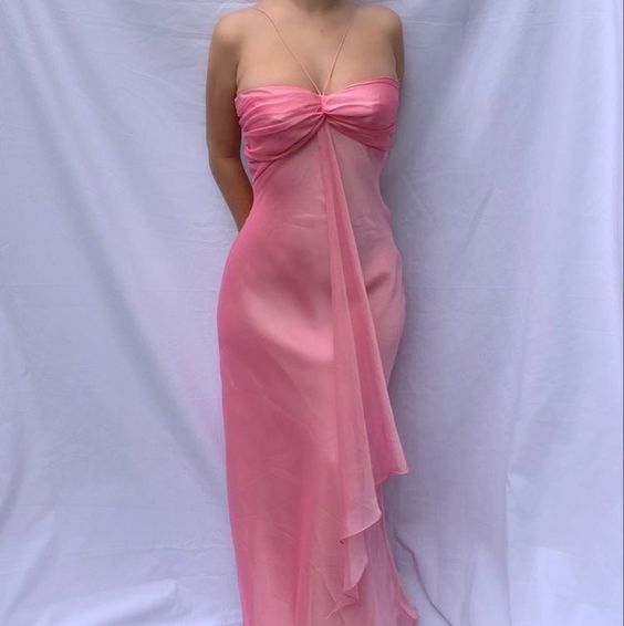 Sexy Pink Chiffon Long Prom Dress Party Gown cc1485