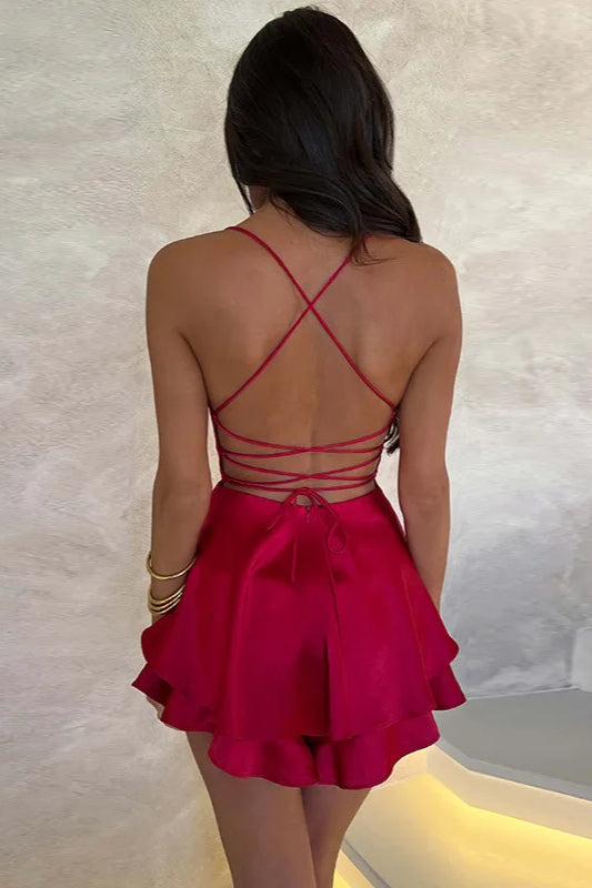 Satin Crisscross Mini Dress - View 6