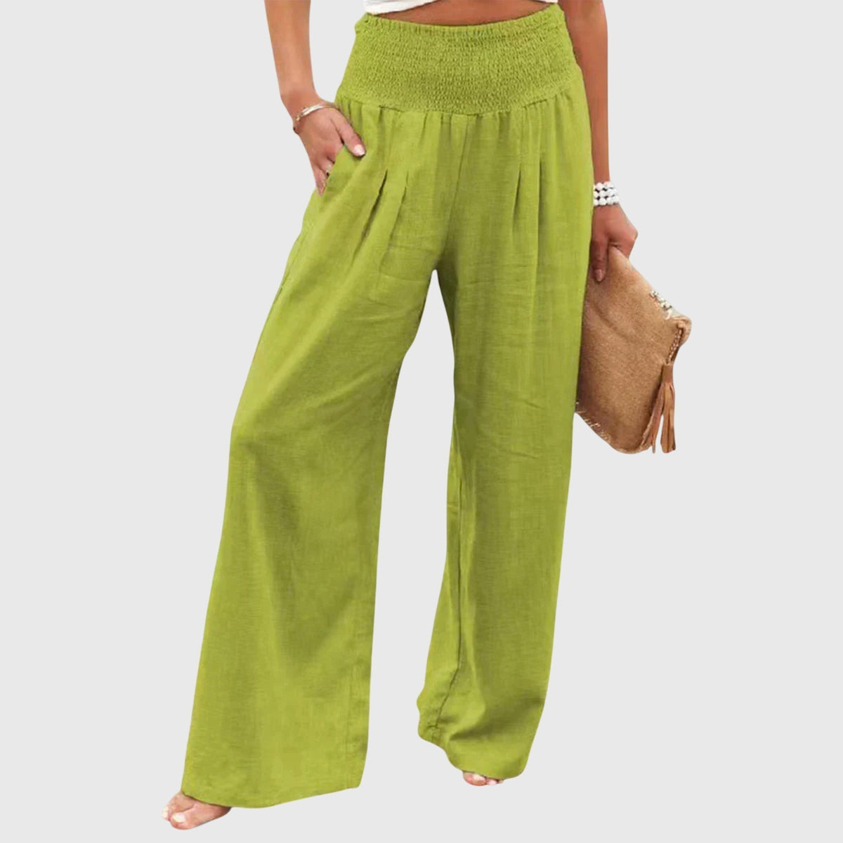 Halter Twist Front Top and Wide Leg Pants Two Piece Set