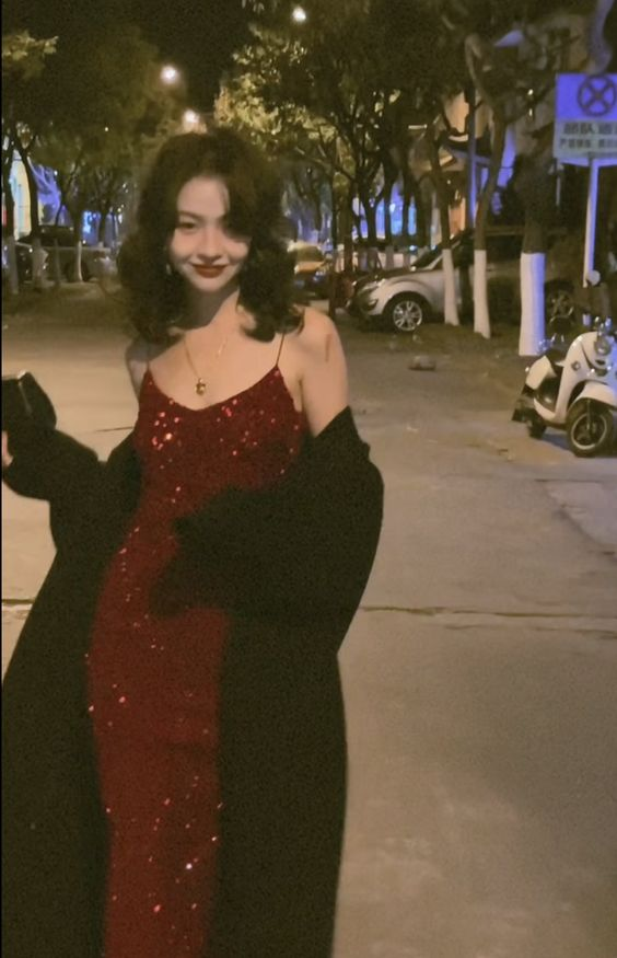 Sexy Mermaid Red Sequin Red Evening Dresses cc1185