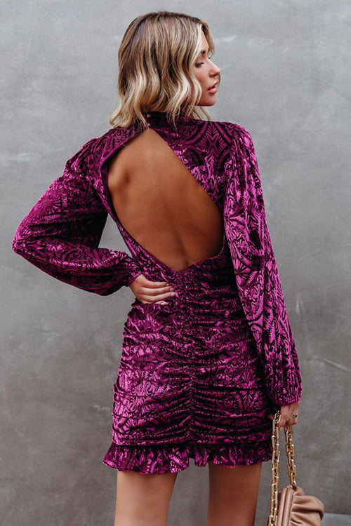 Moody Moment Backless Velvet Mini Dress- 3 Colors 4