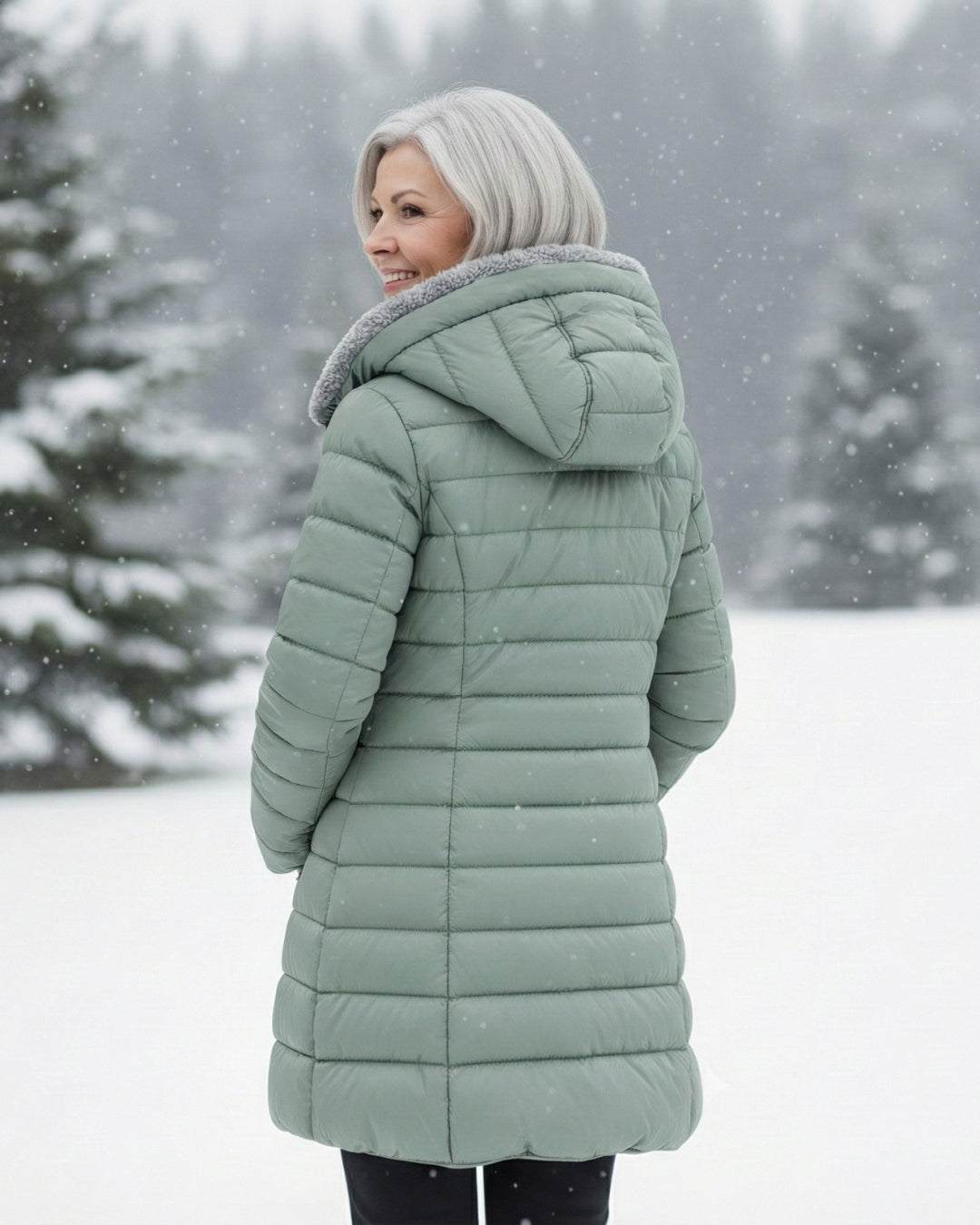 Hooded Faux Fur Lined Quilted Longline Puffer Coat