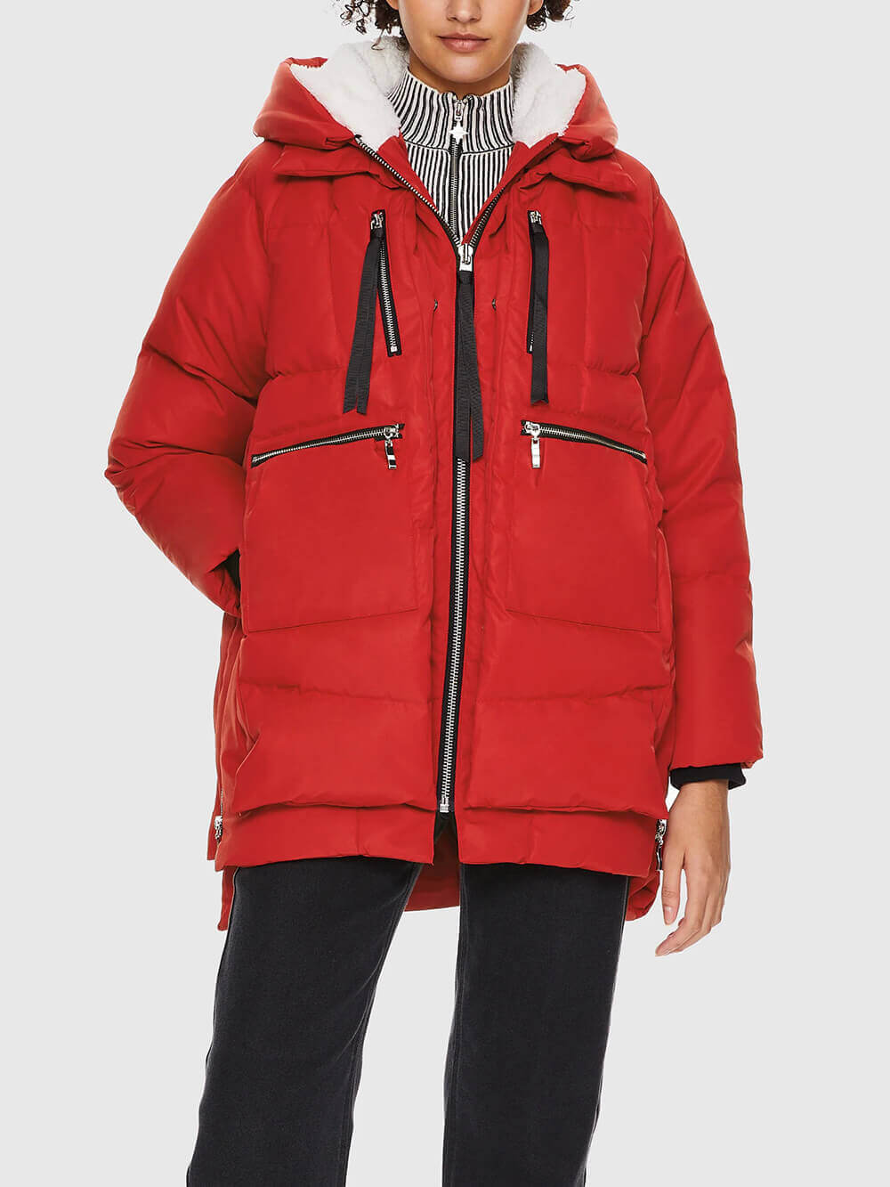 Hooded Zip Front Quilted Longline Puffer Jacket