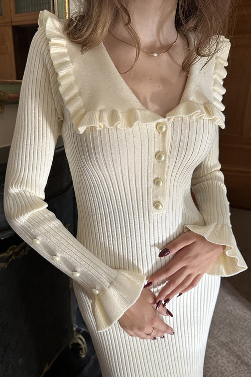 Cuddly Sweetness Pearl Knit Midi Dress - 2 Colors - View 6