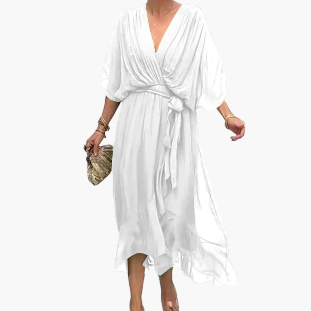 Indie | Women’s V-Neck Chiffon Dress White