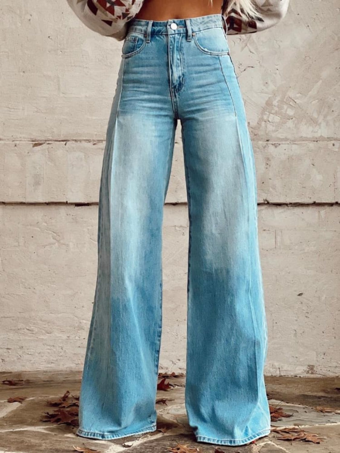High Waist Wide Leg Denim Jeans