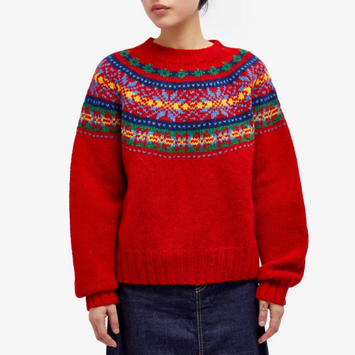 Fair Isle Crew Neck Knit Sweater
