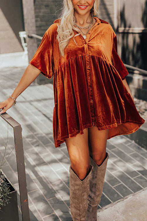 Boldly Me Velvet Short Sleeve A-Line Mini Dress - View 7