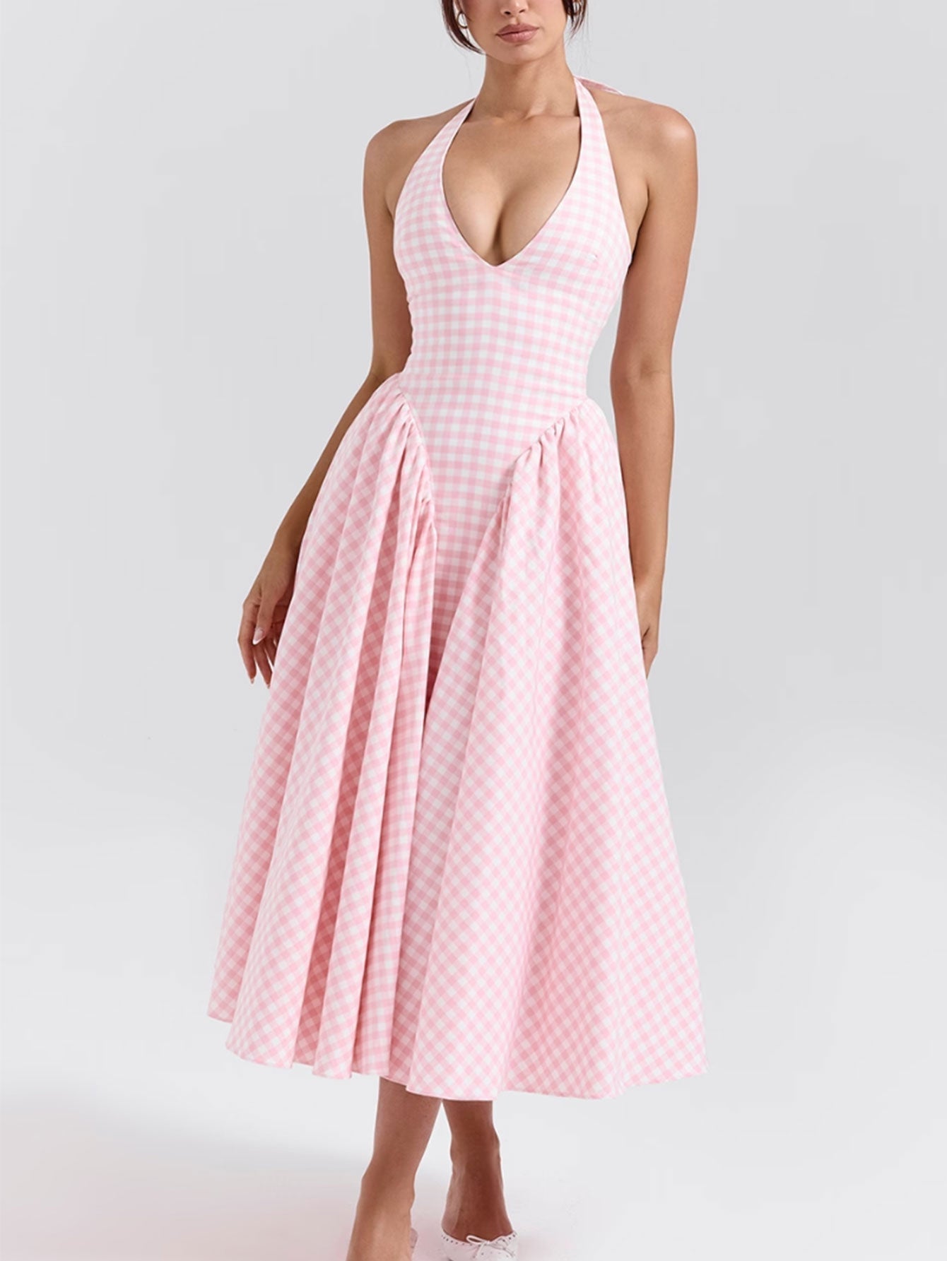 Exclusive Naomi Midi Dress with Deep V Neck Statement Occasion Edit