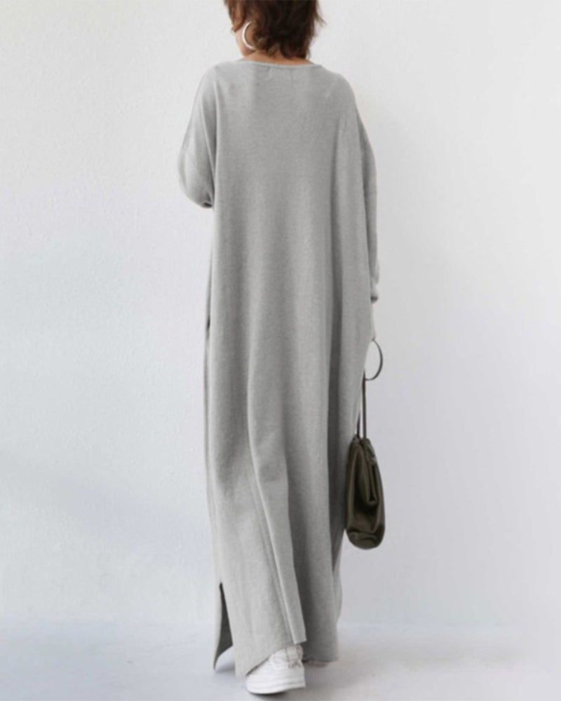Long Sleeve Ribbed Knit Sweater Dress