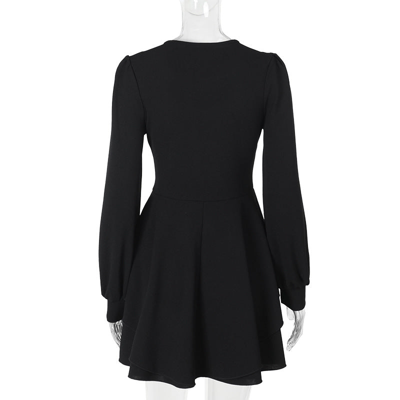 Bloom Skater Dress-Black