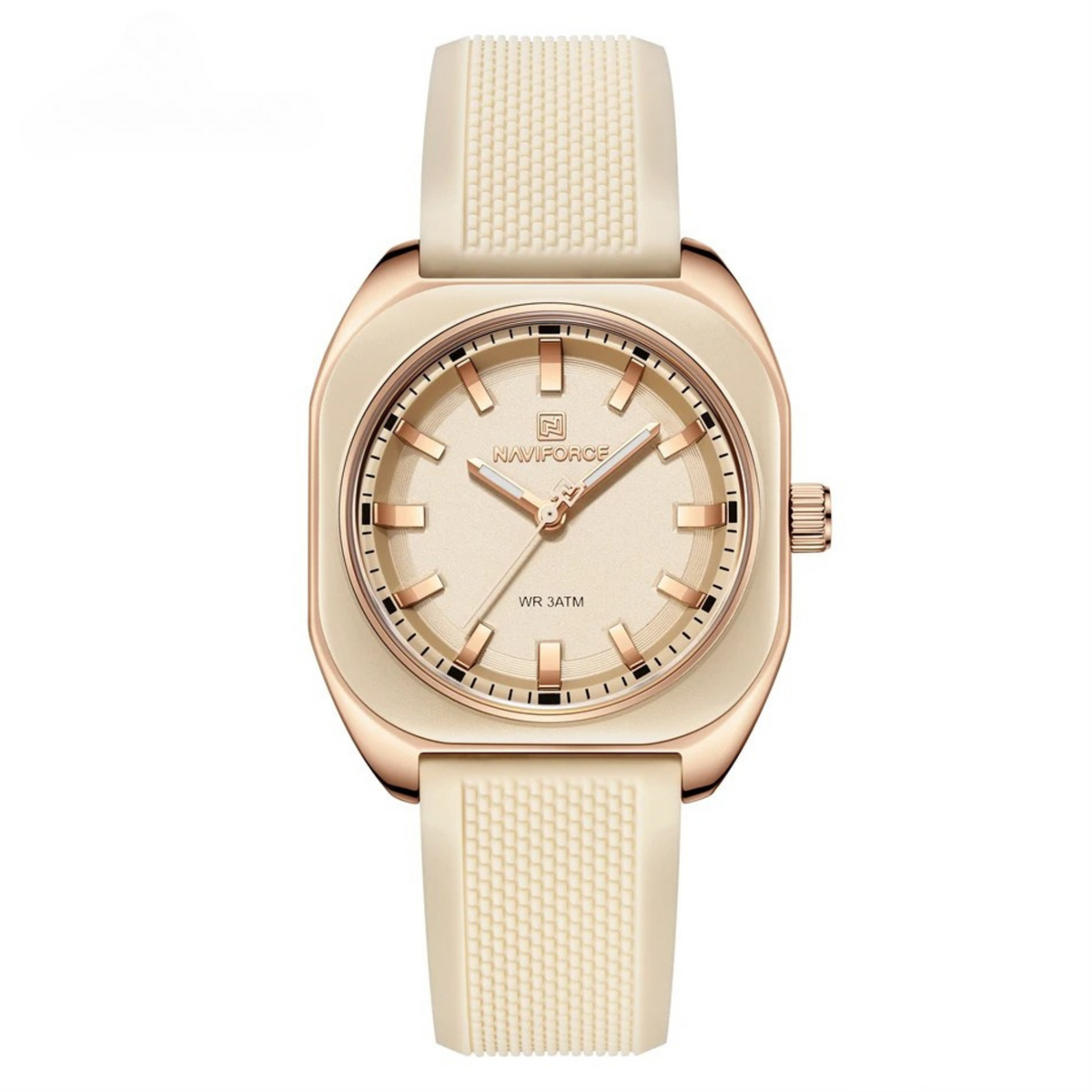 Silicone Strap Tonneau Case Analog Wrist Watch