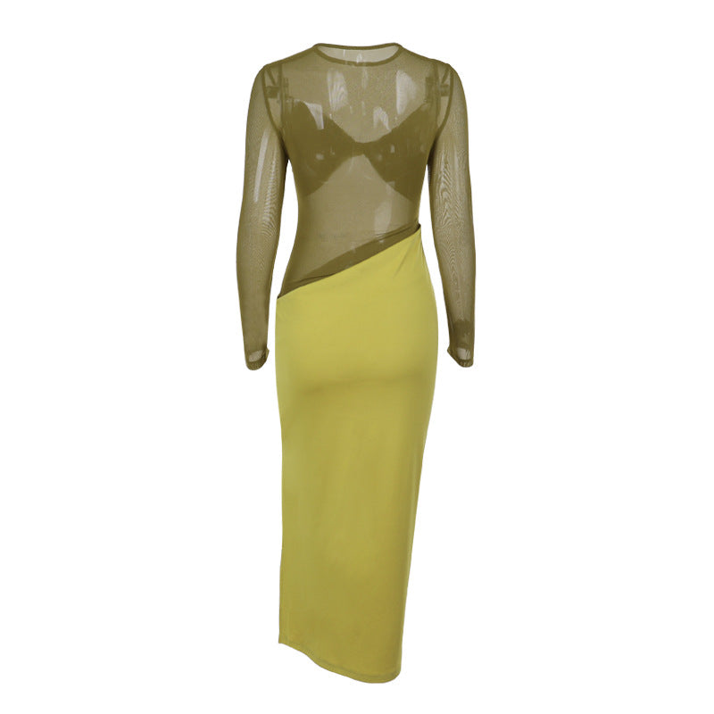 Marysh Mesh Bodycon Dress Yellow - View 7