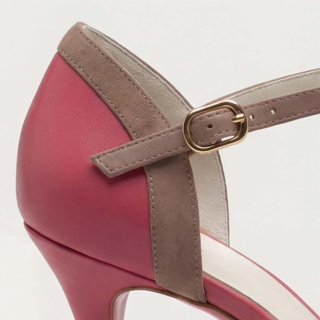 Round Toe Ankle Strap Bow Stiletto Heel Pumps
