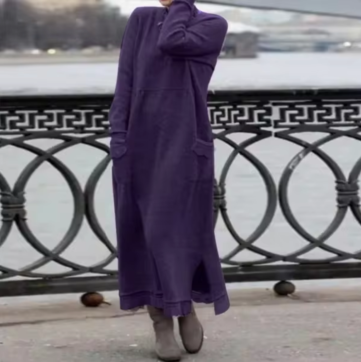 Maria Elena Loose Velvet Relaxed Dress with Premium Casual Styling