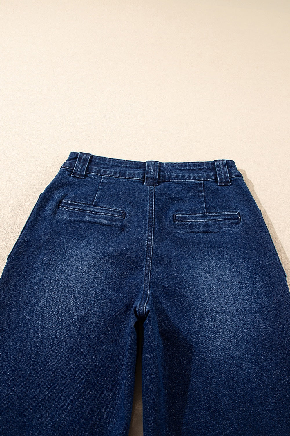High Waist Front Patch Pocket Wide Leg Trouser Jeans 8