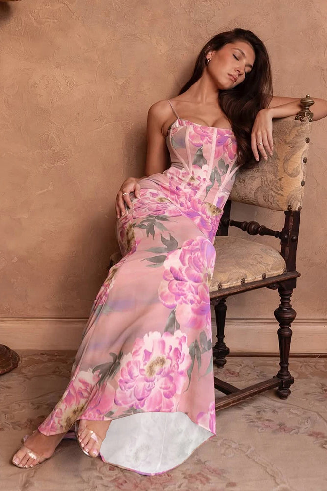 Cutenew Aesthetic Printed Women Maxi Dress