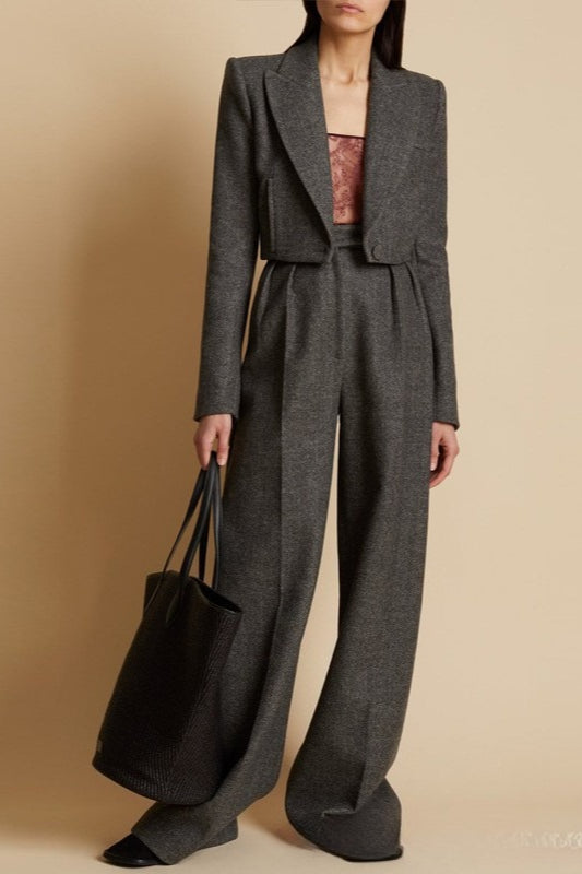 High Waist Pleated Front Floor Length Wide Leg Trousers 4