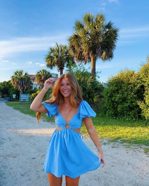 Blue Waist Cut Out Homecoming Dressblue Beach Dress