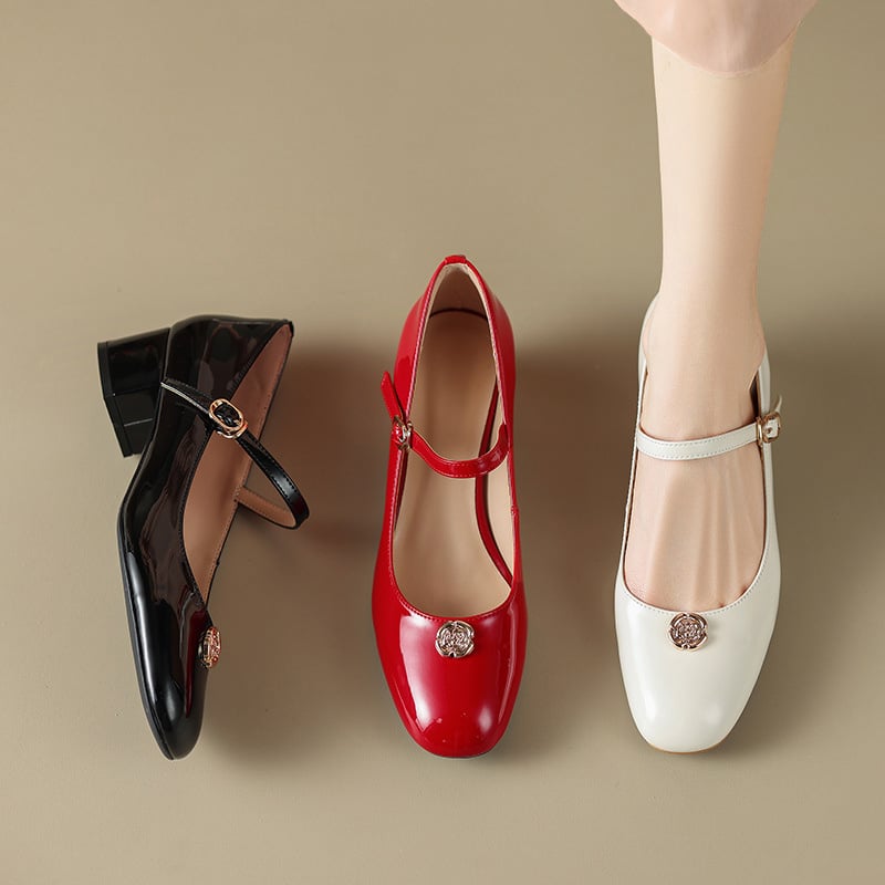 Myrissa Round Toe Block Heels Mary Jane Shoes