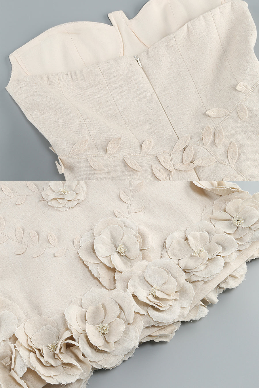 Strapless Bustier 3D Floral Applique Hem Mini Dress 13