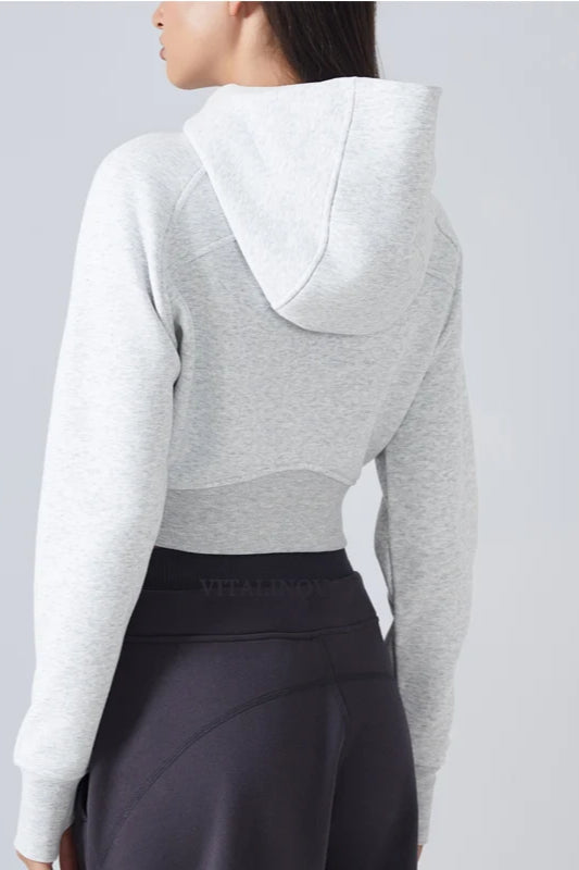Cropped Fleece Workout Jacket