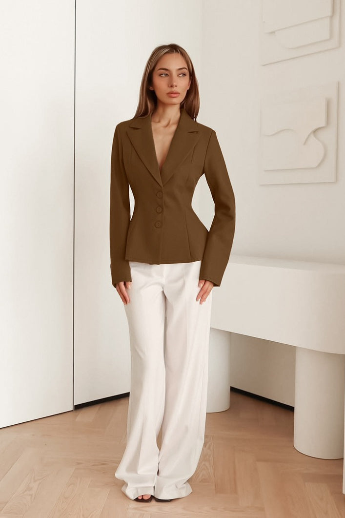 Office Elegance Pleated Waist Blazer