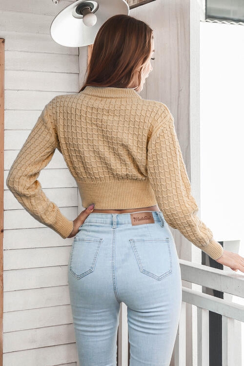 Long Sweater Round Cropped Arm With Neck