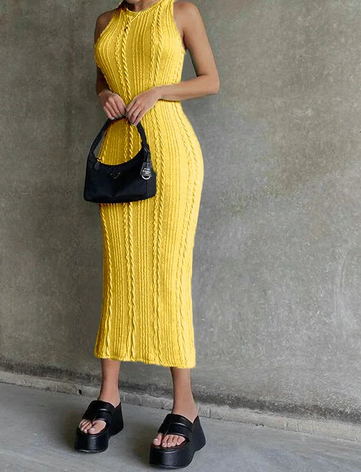 Sleeveless Crochet Knit Midi Dress - View 4