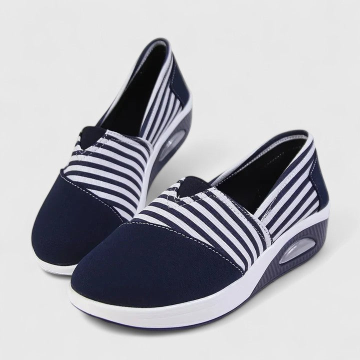 Striped Slip On Platform Wedge Sneakers
