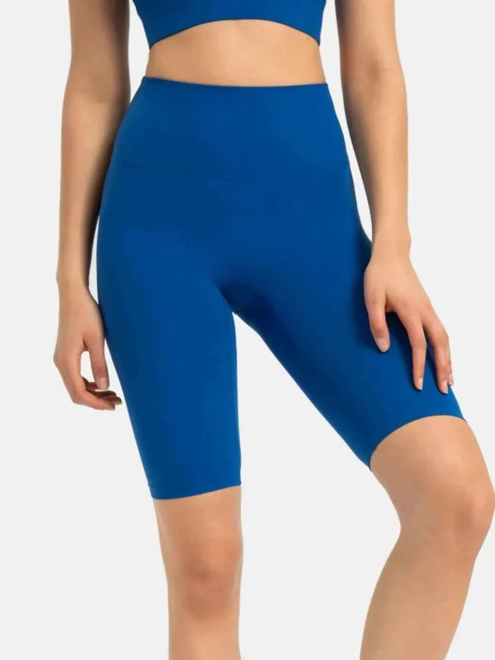 High Waist Wide Waistband Knee Length Active Biker Shorts 27