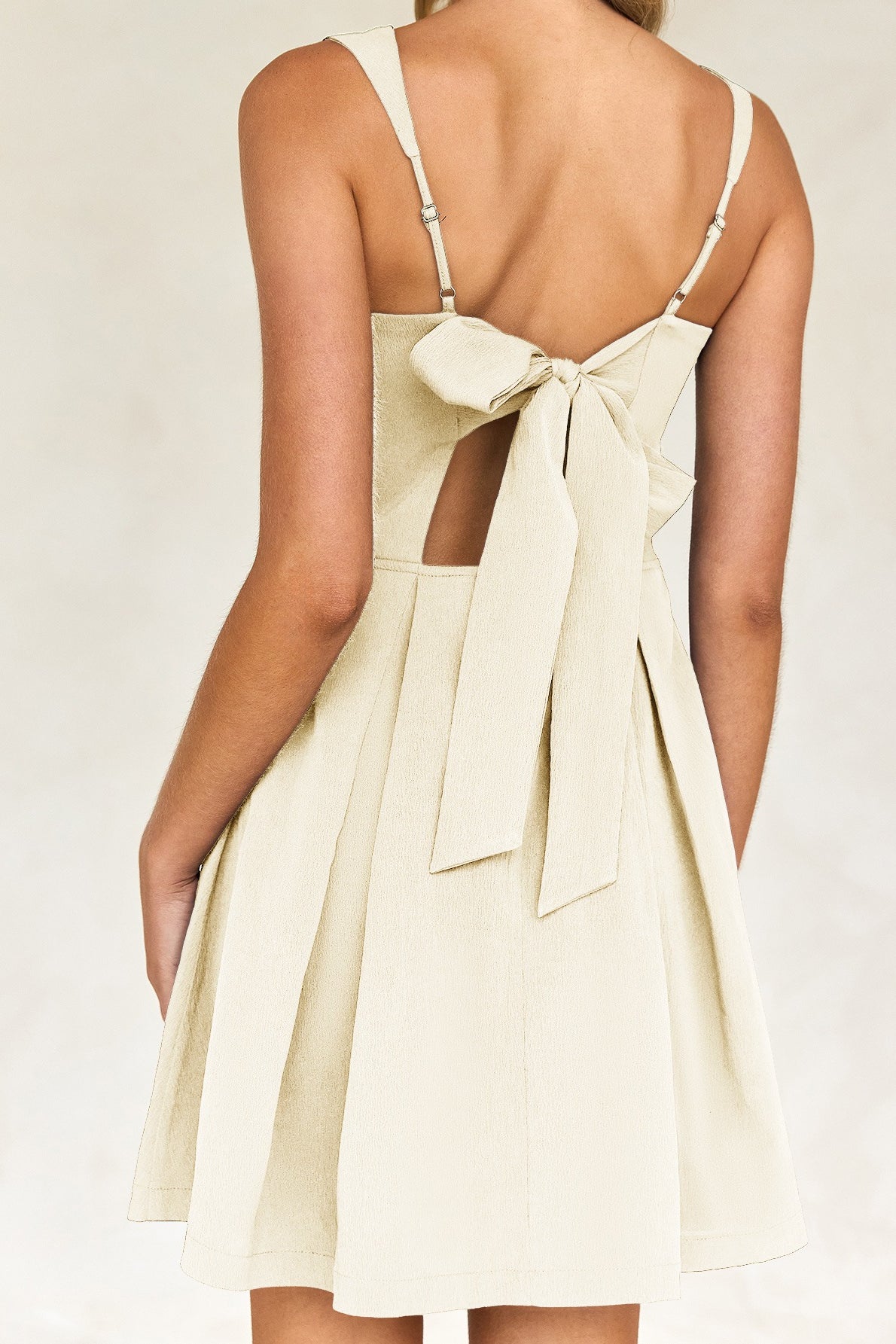 Square Neck Sleeveless Pleated Fit and Flare Mini Dress