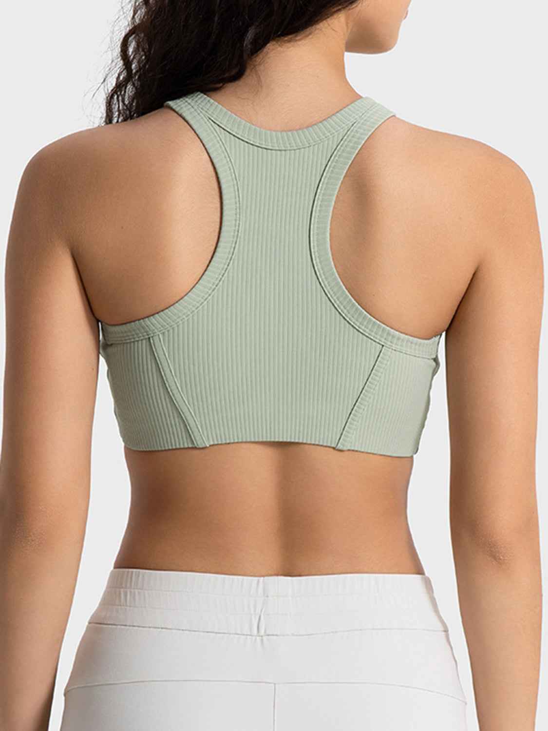 Ribbed Round Neck Wide Strap Cropped Sport Tank Top 6