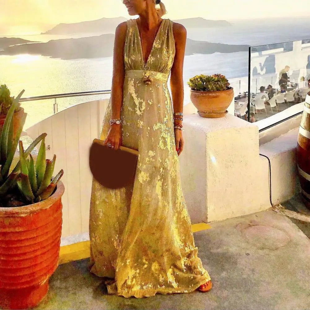 Chiffon Off Shoulder Ruffled High Split Maxi Dress