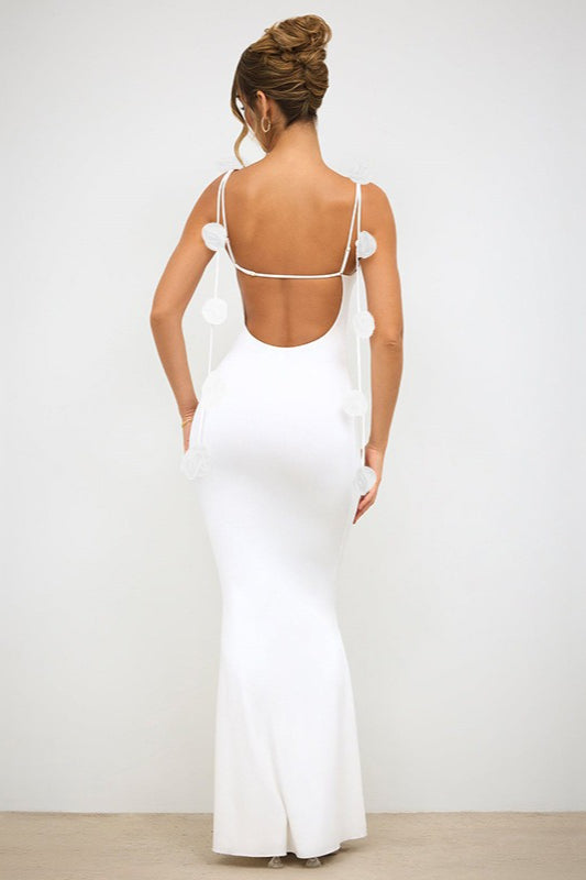 Strappy Edition 3D Floral Maxi Party Dress