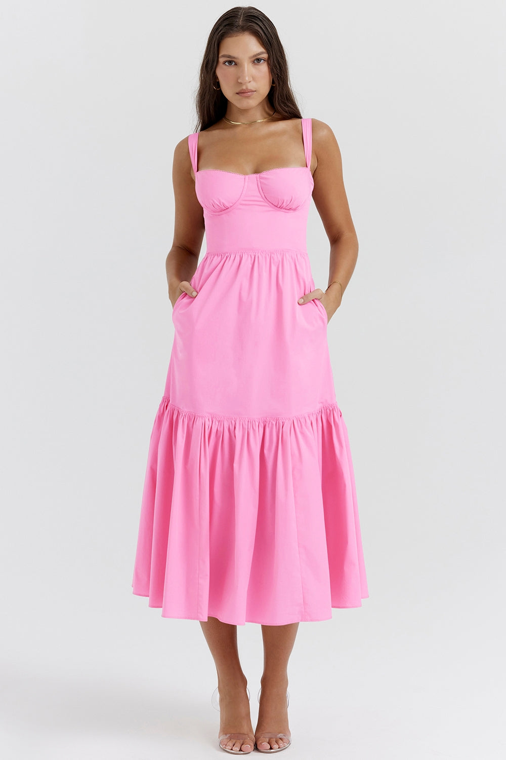 Underwire Sweetheart Cami Tiered Midi Sundress 4