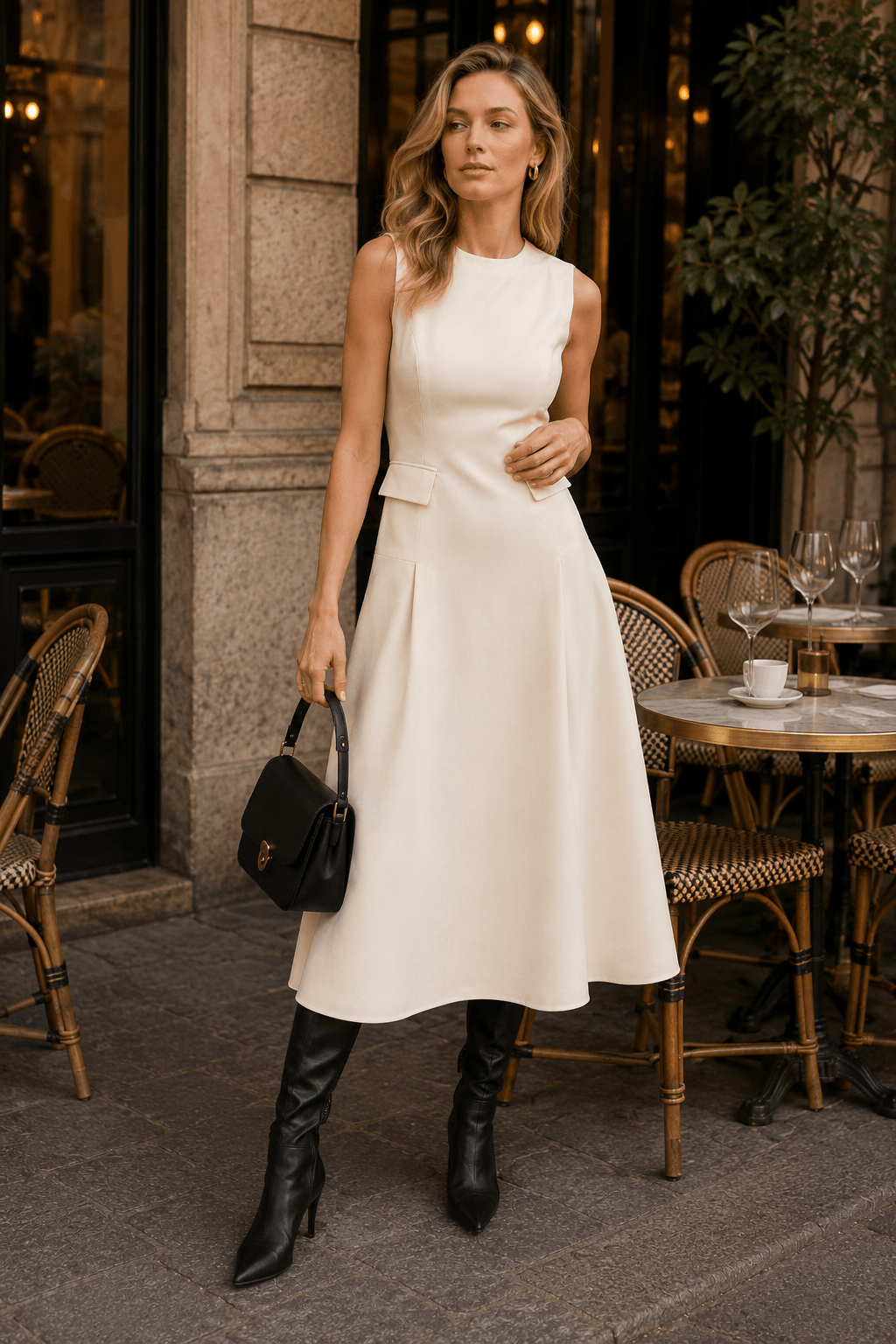Elegant A Line Flared Sleeveless Work Dress