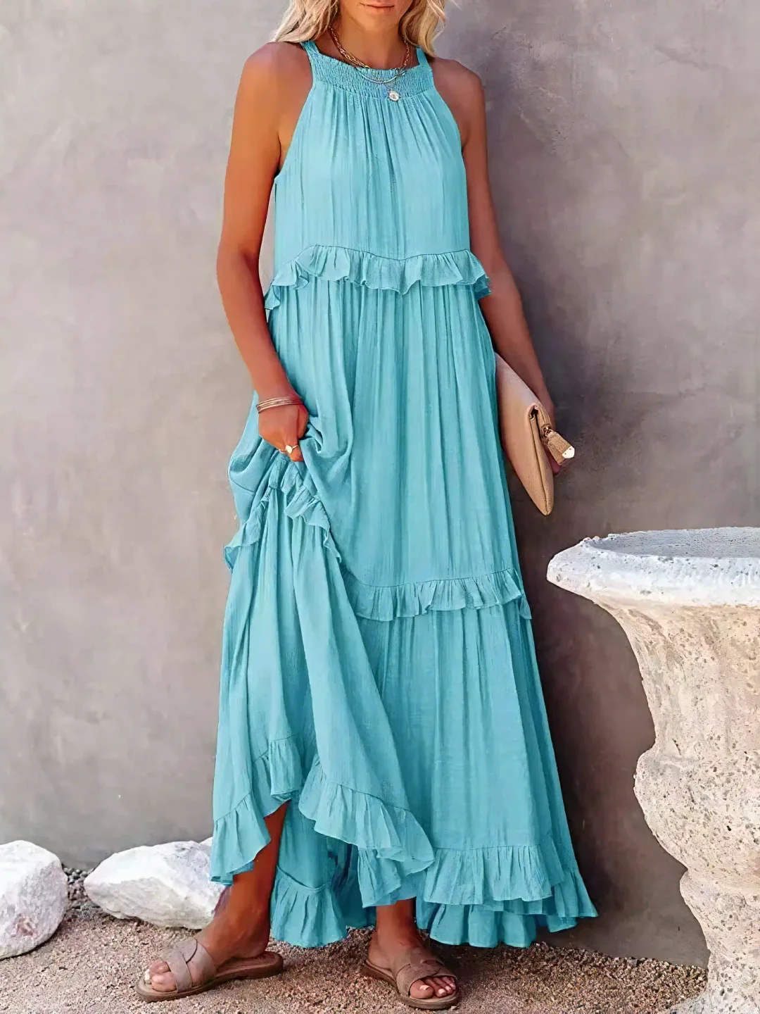 Megan | Chic Ruffle Maxi Dress