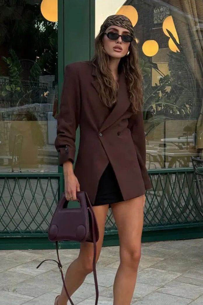 High-Waisted Button Blazer