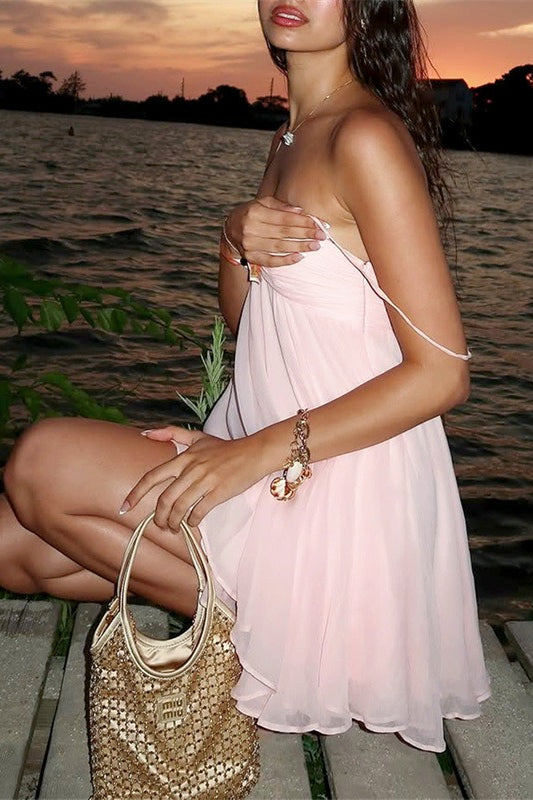 Off Shoulder Flowy Chiffon Cami Mini Dress - View 3