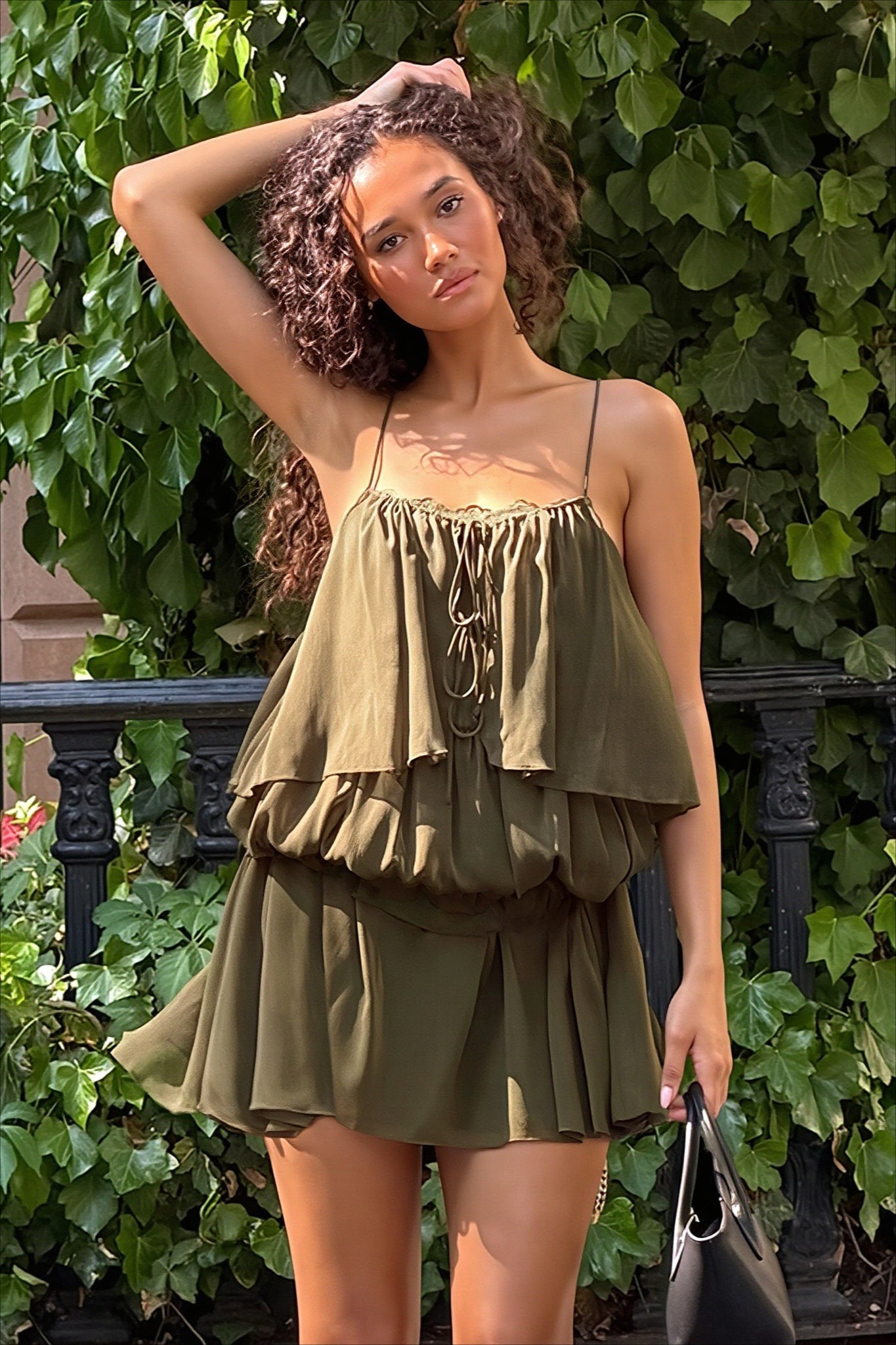 Lace Ruched Mini Dress