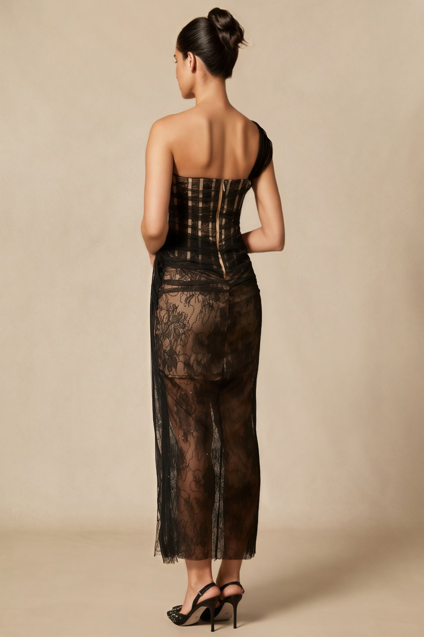 Ezgi One Shoulder Corset Lace Maxi Dress - View 6