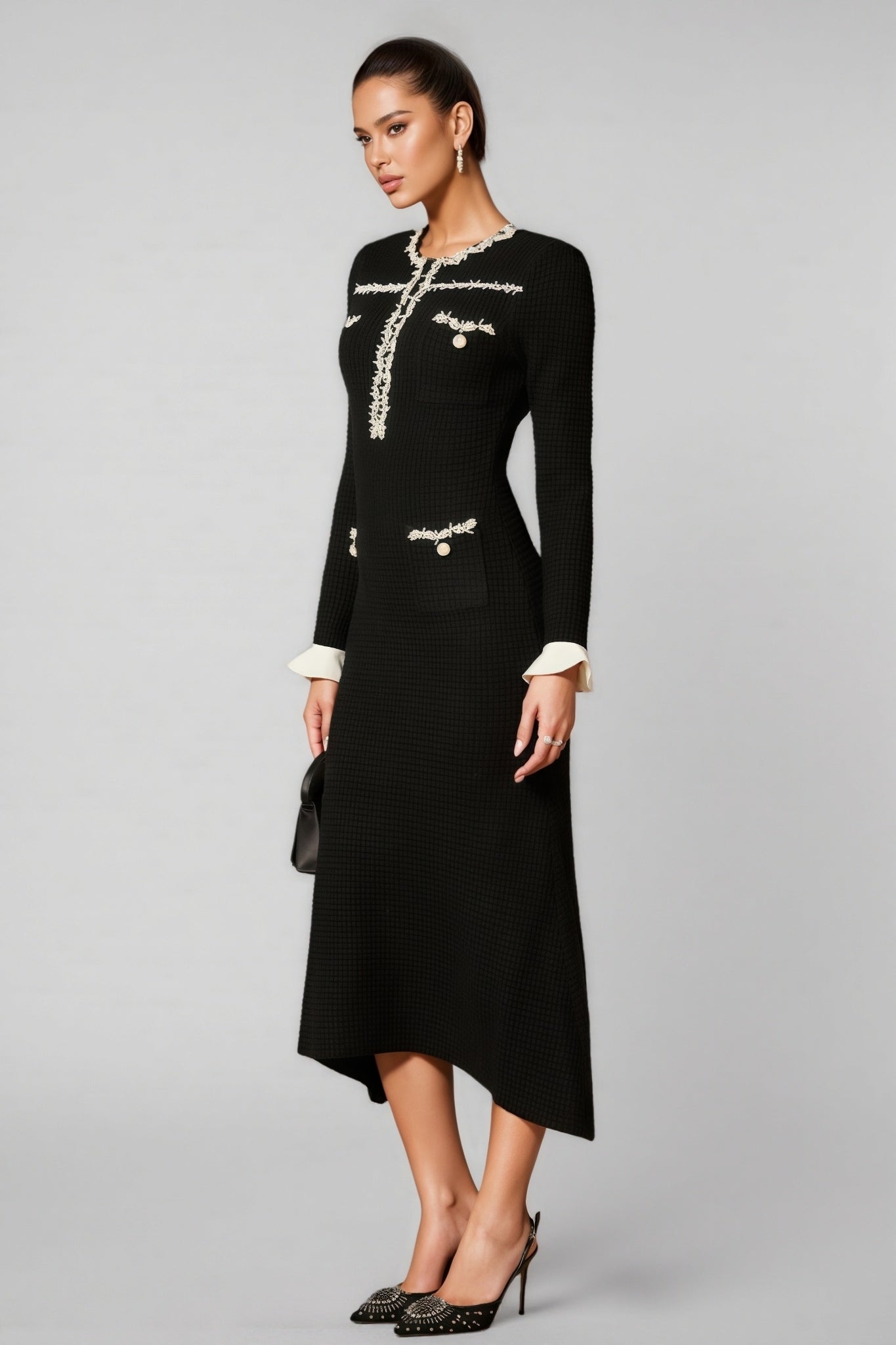 Jamie Trim Pearl Knit Midi Dress - View 4
